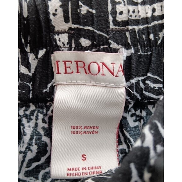 Women's Merona Wide Leg Black & White Elephant Print Pants Size S - Picture 4 of 8
